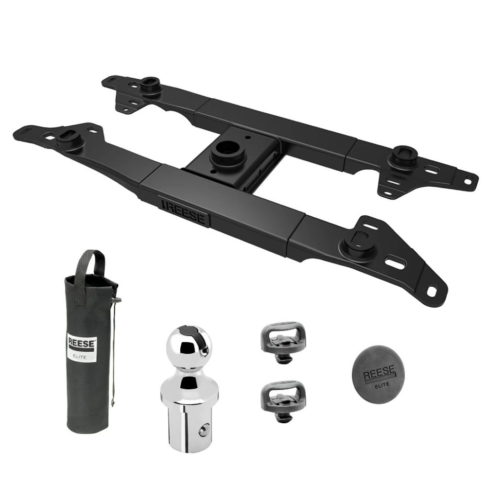 For 2017-2022 Ford F-350 Super Duty Elite Series Fifth Wheel Hitch Mounting System Rail Kit + Gooseneck Pop-In Ball For Models w/o Factory Puck System (Excludes: w/Factory Prep Kit, w/o Factory Puck System Models) By Reese