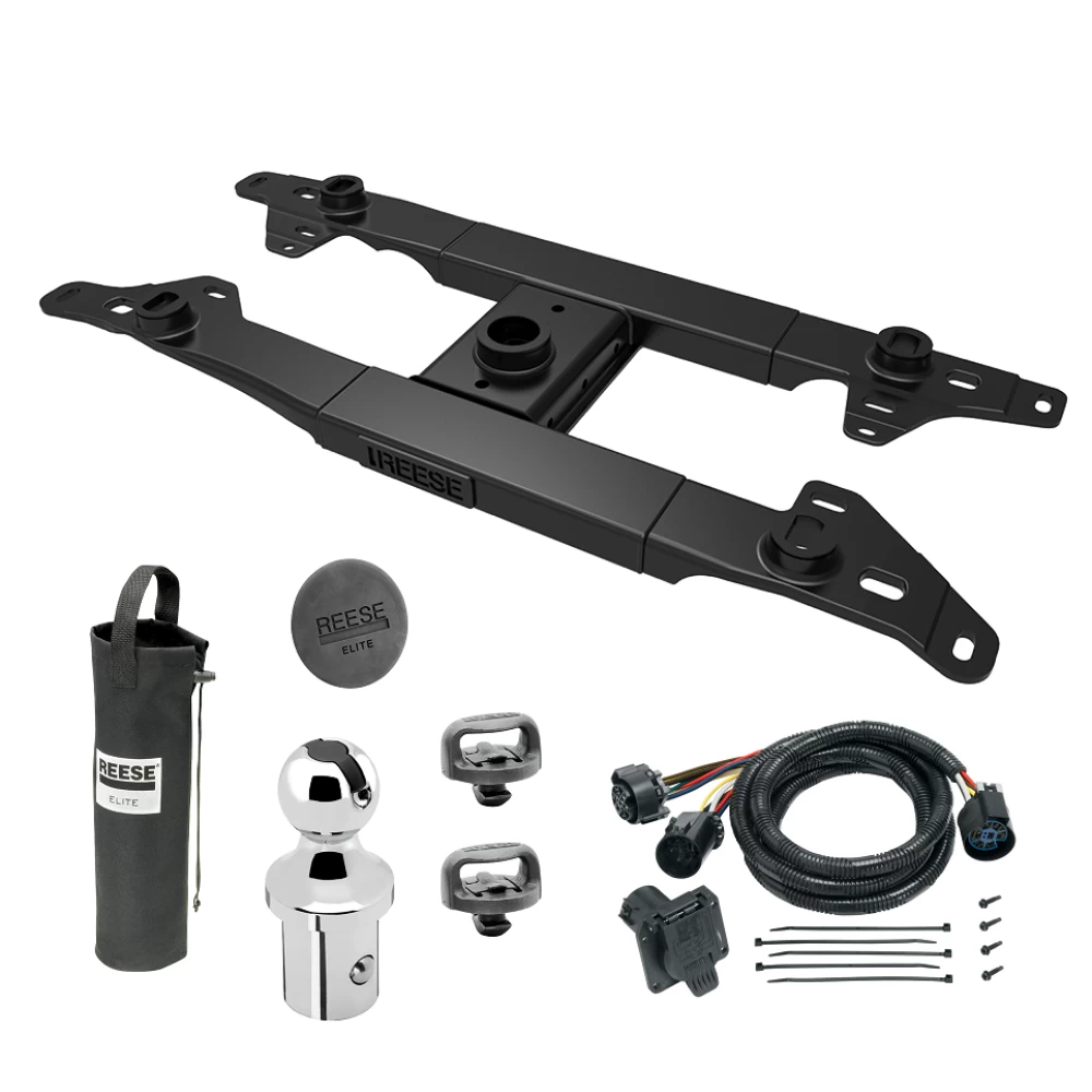 For 2017-2022 Ford F-350 Super Duty Elite Series Fifth Wheel Hitch Mounting System Rail Kit + Gooseneck Pop-In Ball + Wiring For Models w/o Factory Puck System (Excludes: w/Factory Prep Kit, w/o Factory Puck System Models) By Reese