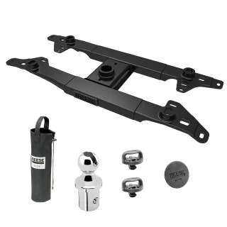 For 2017-2022 Ford F-350 Super Duty Elite Series Fifth Wheel Hitch Mounting System Rail Kit + Gooseneck Pop-In Ball For Models w/o Factory Puck System (Excludes: w/Factory Prep Kit, w/o Factory Puck System Models) By Reese