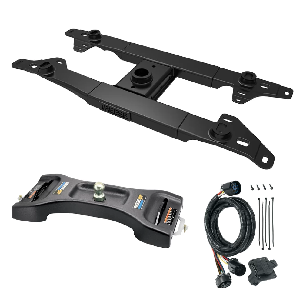 For 2017-2022 Ford F-250 Super Duty Elite Series Fifth Wheel Hitch Mounting System Rail Kit + Gooseneck Pop-In Ball + Wiring For Models w/o Factory Puck System (Excludes: w/Factory Prep Kit, w/o Factory Puck System Models) By Reese