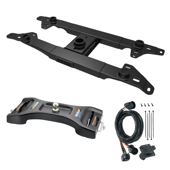 For 2017-2022 Ford F-250 Super Duty Elite Series Fifth Wheel Hitch Mounting System Rail Kit + Gooseneck Pop-In Ball + Wiring For Models w/o Factory Puck System (Excludes: w/Factory Prep Kit, w/o Factory Puck System Models) By Reese