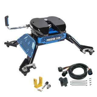 For 2014-2024 RAM 2500 M5 Fifth Wheel Hitch + In-Bed Wiring 20K Talon Jaw Complete System For Models w/ Factory Puck System + King Pin Lock (For w/Factory or Reese Elite Puck System Models) By Reese