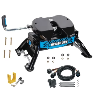 For 2011-2024 Ford F-350 Super Duty M5 Fifth Wheel Hitch + In-Bed Wiring 32K Talon Jaw Complete System For Models w/ Factory Puck System + King Pin Lock (For w/Factory or Reese Elite Puck System Models) By Reese
