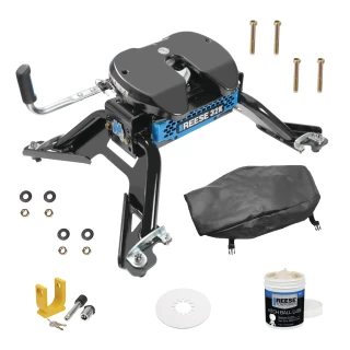 For 2015-2024 RAM 3500 M5 Fifth Wheel Hitch 32K Talon Jaw Complete System For Models w/ Factory Puck System + King Pin Lock + 10" Lube Plate + Fifth Wheel Cover + Lube (For w/Factory or Reese Elite Puck System Models) By Reese