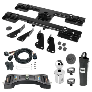 For 2020-2024 GMC Sierra 2500 HD Elite Series Fifth Wheel Hitch Mounting System Rail Kit + Pop-In Gooseneck Ball & Elite Plate For Models w/o Factory Puck System (For 6-1/2' and 8 foot Bed, w/o Factory Puck System Models) By Reese
