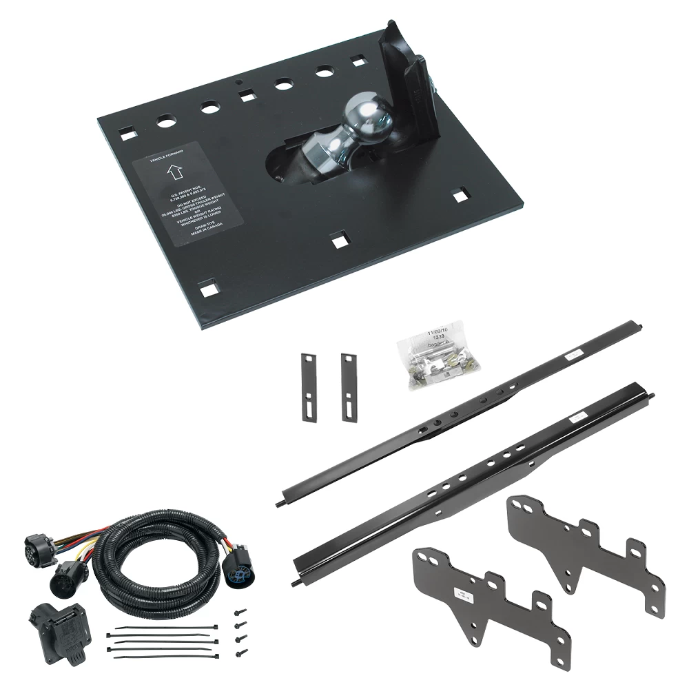 For 2014-2018 Chevrolet Silverado 1500 Fold Down Plate Underbed Gooseneck Hitch + 7-Way In-Bed Wiring (For w/o Factory Puck System, Does Not Fit MagneRide Magnetic Ride Suspension Models) By Draw-Tite