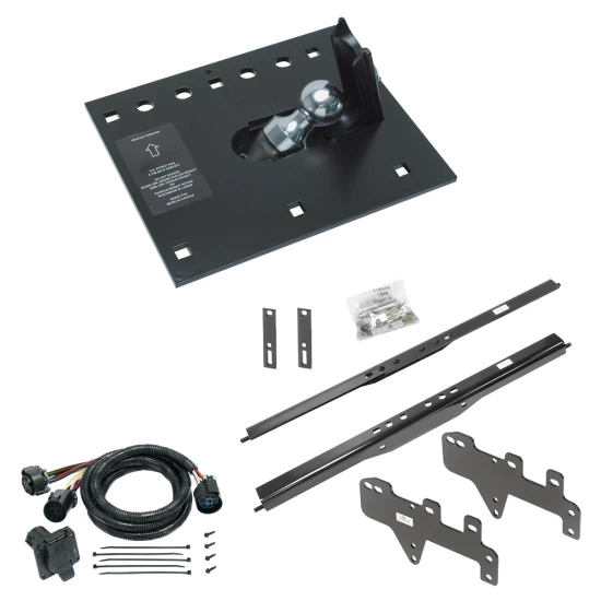 For 2014-2018 Chevrolet Silverado 1500 Fold Down Plate Underbed Gooseneck Hitch + 7-Way In-Bed Wiring (For w/o Factory Puck System, Does Not Fit MagneRide Magnetic Ride Suspension Models) By Draw-Tite