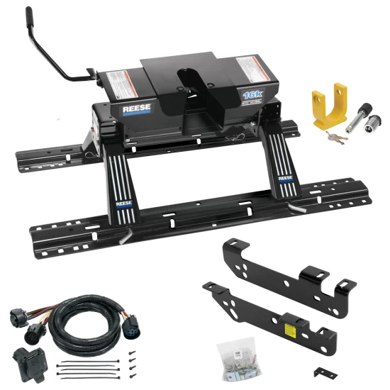 For 2011-2016 Ford F-250 Super Duty Custom Industry Standard Above Bed Rail Kit + 16K Fifth Wheel + In-Bed Wiring + King Pin Lock (For 5'8 or Shorter Bed (Sidewinder Required), Except Cab & Chassis, w/o Factory Puck System Models) By Reese