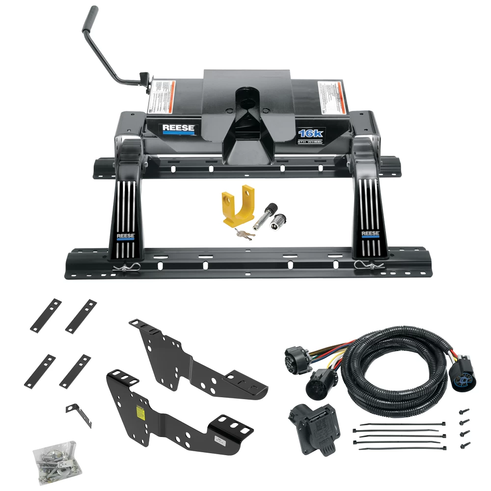 For 2007-2007 Chevrolet Silverado 1500 Custom Industry Standard Above Bed Rail Kit + 16K Fifth Wheel + In-Bed Wiring + King Pin Lock (For 5'8 or Shorter Bed (Sidewinder Required), Classic, w/o Factory Puck System Models) By Reese