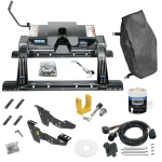 For 2007-2007 Chevrolet Silverado 1500 Custom Industry Standard Above Bed Rail Kit + 16K Fifth Wheel + In-Bed Wiring + King Pin Lock + Base Rail Lock + 10" Lube Plate + Fifth Wheel Cover + Lube (For 5'8 or Shorter Bed (Sidewinder Required), Classic, 