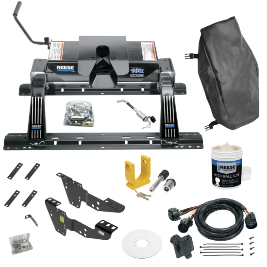 For 2007-2007 Chevrolet Silverado 1500 Custom Industry Standard Above Bed Rail Kit + 16K Fifth Wheel + In-Bed Wiring + King Pin Lock + Base Rail Lock + 10" Lube Plate + Fifth Wheel Cover + Lube (For 5'8 or Shorter Bed (Sidewinder Required), Classic, 