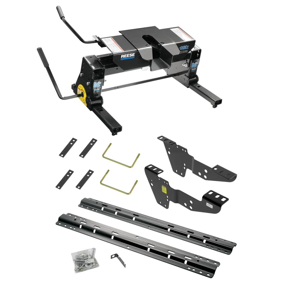 For 1999-2004 GMC Sierra 2500 Custom Industry Standard Above Bed Rail Kit + 16K Fifth Wheel + Square Slider (For 6-1/2' or Shorter Bed, w/o Factory Puck System Models) By Reese