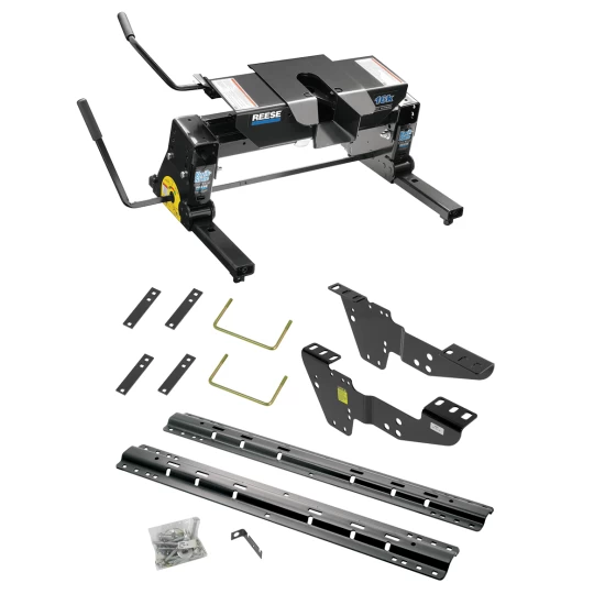 For 1999-2004 GMC Sierra 2500 Custom Industry Standard Above Bed Rail Kit + 16K Fifth Wheel + Square Slider (For 6-1/2' or Shorter Bed, w/o Factory Puck System Models) By Reese