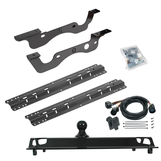 For 2017-2022 Ford F-350 Super Duty Custom Industry Standard Above Bed Rail Kit + 25K Pro Series Gooseneck Hitch + In-Bed Wiring (For 5'8 or Shorter Bed (Sidewinder Required), Except Dual Rear Wheel or Cab & Chassis, w/o Factory Puck System Models) By