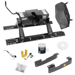 For 2004-2014 Ford F-150 Custom Industry Standard Above Bed Rail Kit + 16K Fifth Wheel + King Pin Lock + Base Rail Lock + 10" Lube Plate + Fifth Wheel Cover + Lube (For 5'8 or Shorter Bed (Sidewinder Required), w/o Factory Puck System Models) By Rees