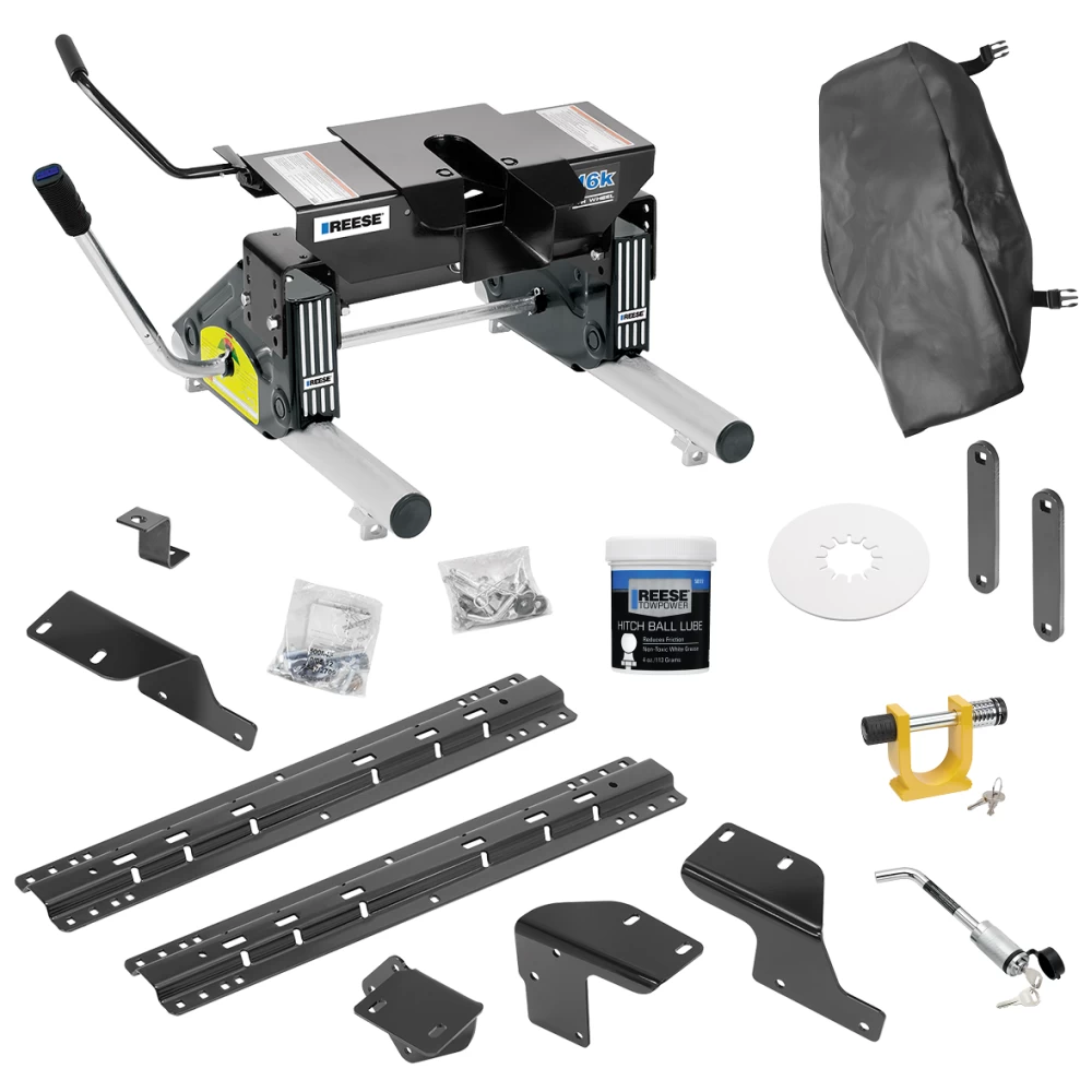 For 2007-2021 Toyota Tundra Custom Industry Standard Above Bed Rail Kit + 16K Fifth Wheel + Round Tube Slider + King Pin Lock + Base Rail Lock + 10" Lube Plate + Fifth Wheel Cover + Lube (For 6-1/2' or Shorter Bed, w/o Factory Puck System Models) By For 2007-2021 Toyota Tundra Custom Industry Standard Above Bed Rail Kit + 16K Fifth Wheel + Round Tube Slider + King Pin Lock + Base Rail Lock + 10" Lube Plate + Fifth Wheel Cover + Lube (For 6-1/2' or Shorter Bed, w/o Factory Puck System Models) By