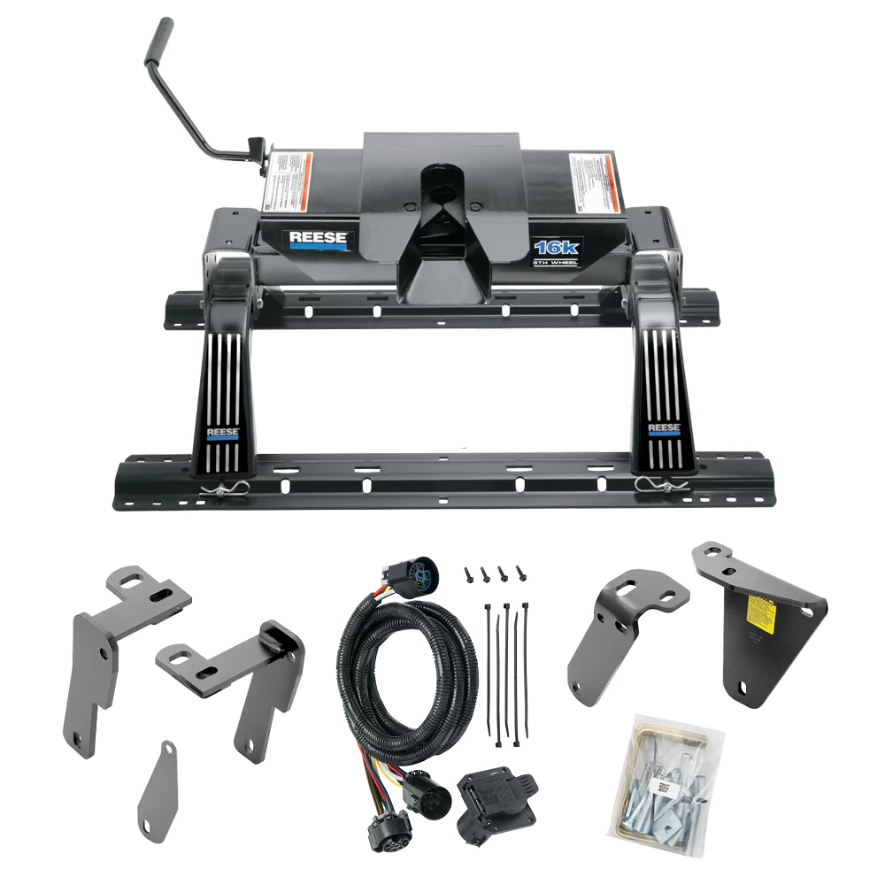 For 2013-2024 RAM 3500 Custom Industry Standard Above Bed Rail Kit + 16K Fifth Wheel + In-Bed Wiring (For 6-1/2' and 8 foot Bed, w/o Factory Puck System Models) By Reese