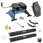 For 2011-2019 Chevrolet Silverado 2500 HD Custom Outboard Above Bed Rail Kit + Reese M5 27K Fifth Wheel + King Pin Lock + Base Rail Lock + 10" Lube Plate + Fifth Wheel Cover + Lube (For 6-1/2' and 8 foot Bed, Except w/OEM HD Towing Prep Package, w/o 