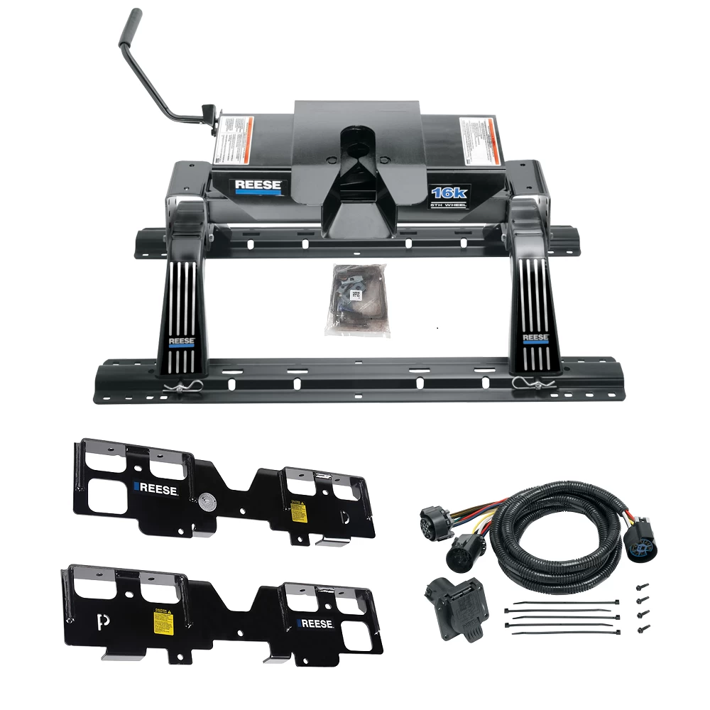 For 2020-2024 Chevrolet Silverado 1500 Custom Outboard Above Bed Rail Kit + 16K Fifth Wheel + In-Bed Wiring (For 5'8 or Shorter Bed (Sidewinder Required), w/o Factory Puck System Models) By Reese
