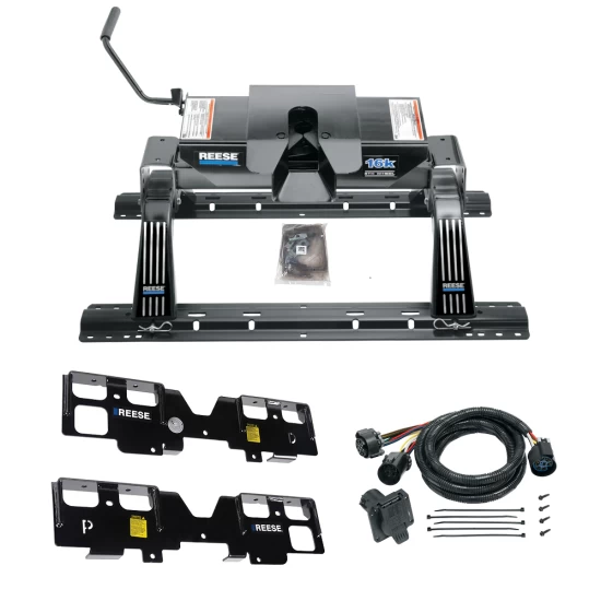 For 2020-2024 Chevrolet Silverado 1500 Custom Outboard Above Bed Rail Kit + 16K Fifth Wheel + In-Bed Wiring (For 5'8 or Shorter Bed (Sidewinder Required), w/o Factory Puck System Models) By Reese