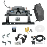 For 2003-2010 Dodge Ram 3500 Industry Standard Semi-Custom Above Bed Rail Kit + 16K Fifth Wheel + In-Bed Wiring + King Pin Lock + Base Rail Lock + 10" Lube Plate + Fifth Wheel Cover + Lube (For 5'8 or Shorter Bed (Sidewinder Required), w/Overload Spr