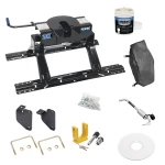 For 2013-2024 RAM 3500 Industry Standard Semi-Custom Above Bed Rail Kit + 20K Fifth Wheel + King Pin Lock + Base Rail Lock + 10" Lube Plate + Fifth Wheel Cover + Lube (For 6-1/2' and 8 foot Bed, w/o Factory Puck System Models) By Reese