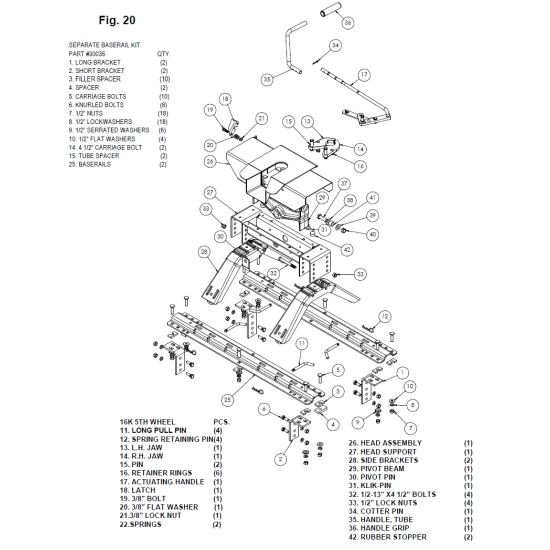 Reese Dual Jaw 16K Fifth Wheel Trailer Hitch W/ Rails For 1994-2004 Dodge Dakota Base Rail Kit 5th Wheel Brackets Hardware