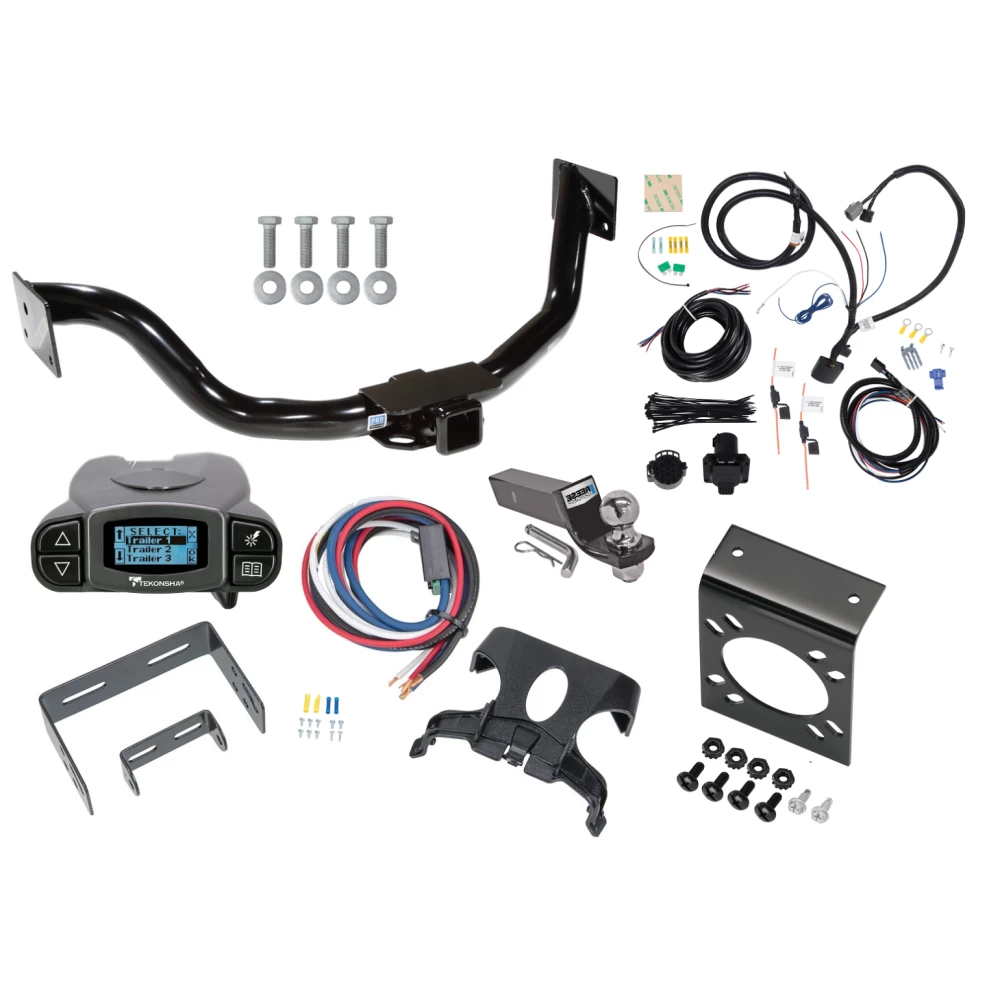 Trailer Hitch Tow Package Prodigy P3 Brake Control For 07-09 KIA Sorento All Models w/ 7-Way RV Wiring 2" Drop Mount 2" Ball Class 4 2" Receiver Reese Tekonsha