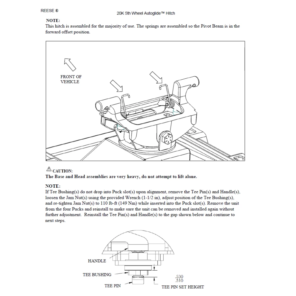 Reese Elite 20K 5th Wheel Autoglide Slider Hitch For 11-22 Ford Super Duty w/ Puck System Fifth Wheel Trailer Hitch Lifetime Warranty