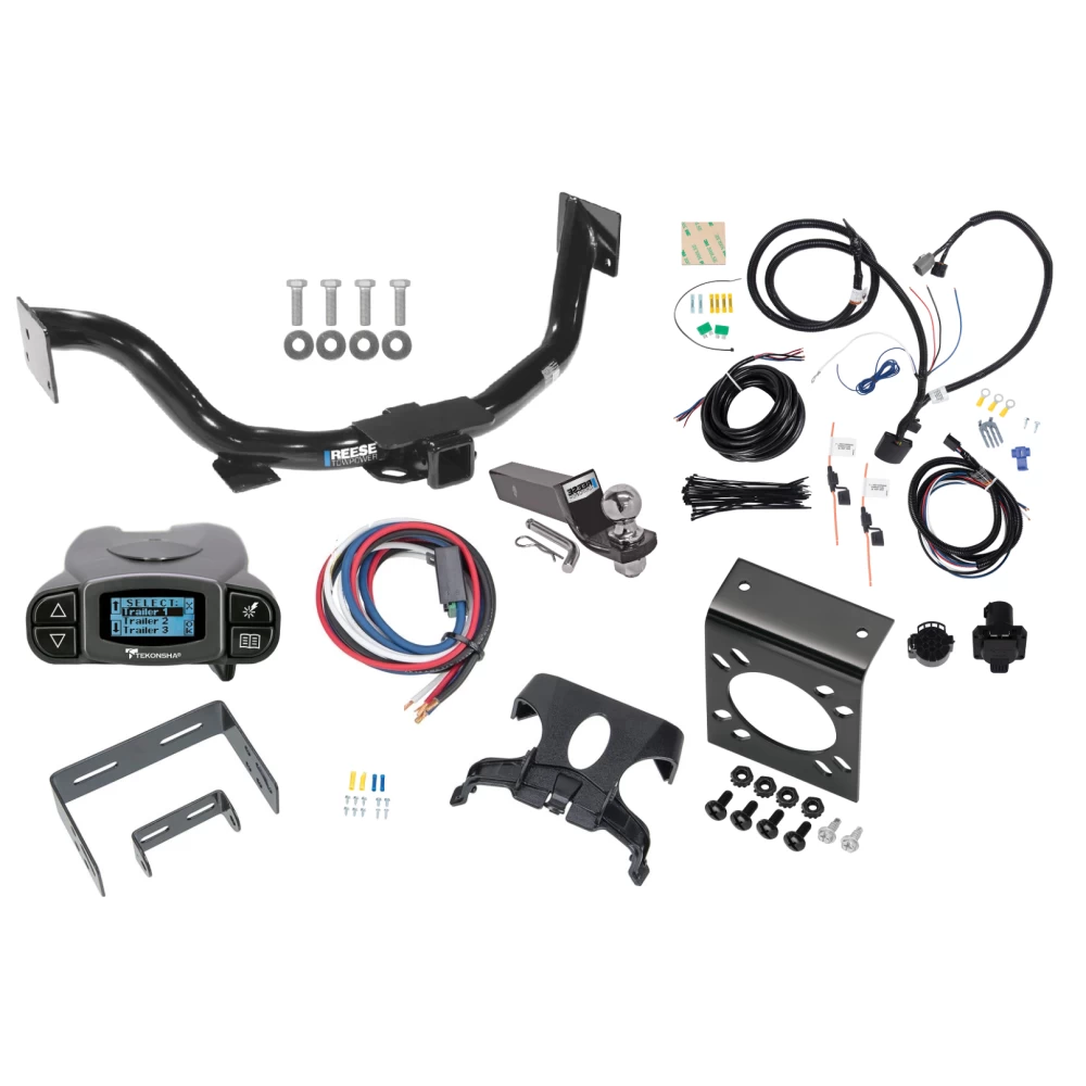 Trailer Hitch Tow Package Prodigy P3 Brake Control For 07-09 KIA Sorento All Models w/ 7-Way RV Wiring 2" Drop Mount 2" Ball Class 4 2" Receiver Reese Tekonsha