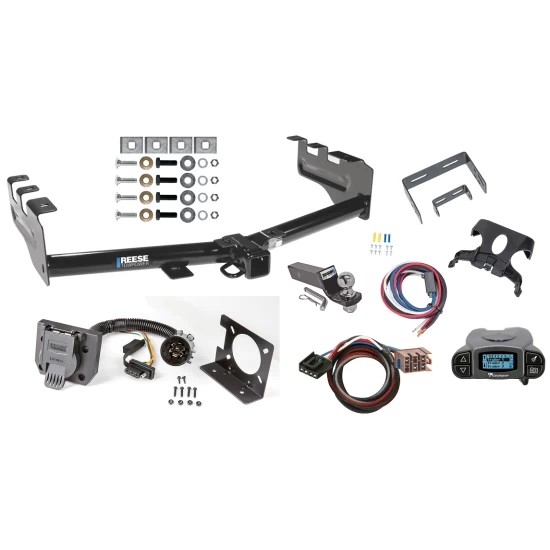 Trailer Hitch Tow Package Prodigy P3 Brake Control For 99-13 Chevy Silverado GMC Sierra 1500 HD 99-04 2500 LD (07-07 Classic) Standard or Step Bumper w/ 7-Way RV Wiring 2" Drop Mount 2" Ball Class 4 2" Receiver Reese Tekonsha