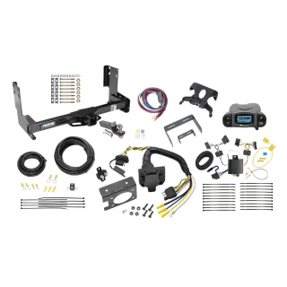 Trailer Hitch Tow Package Prodigy P3 Brake Control For 07-13 Mercedes-Benz Freightliner 07-09 Dodge Sprinter 2500 3500 w/o Factory Step Bumper w/ 7-Way RV Wiring 2" Drop Mount 2" Ball Class 4 2" Receiver Reese Tekonsha