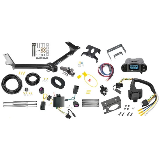 Trailer Hitch Tow Package Prodigy P3 Brake Control For 11-20 Dodge Journey w/o LED Taillights w/ 7-Way RV Wiring 2" Drop Mount 2" Ball Class 3 2" Receiver Reese Tekonsha