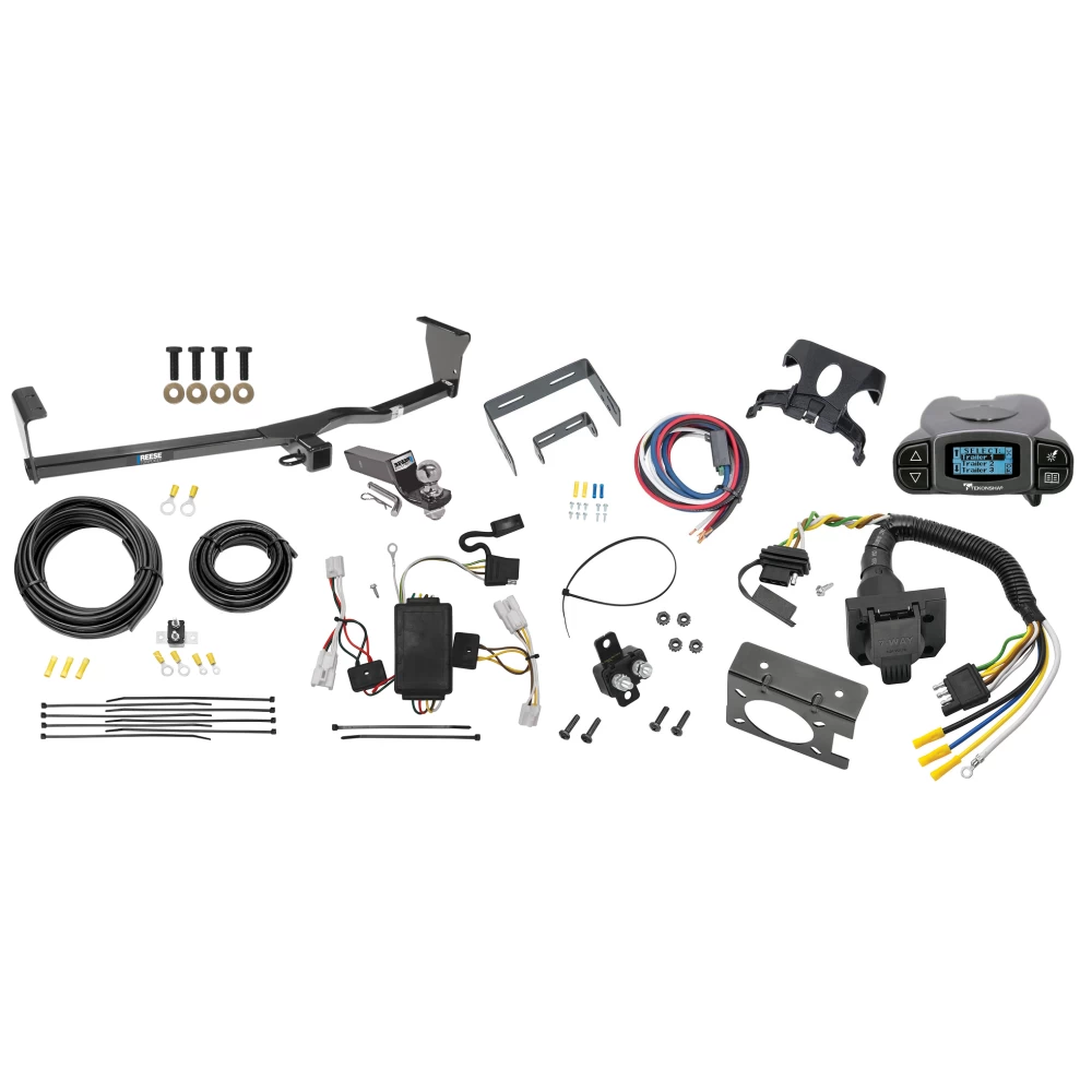 Trailer Hitch Tow Package Prodigy P3 Brake Control For 10-12 Hyundai Santa Fe w/o Factory Tow PKG w/ 7-Way RV Wiring 2" Drop Mount 2" Ball Class 3 2" Receiver Reese Tekonsha