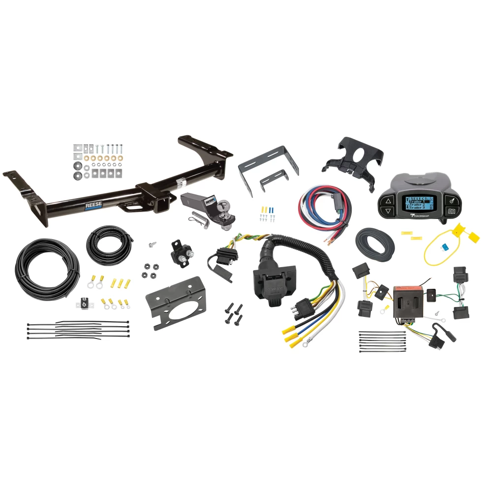 Trailer Hitch Tow Package Prodigy P3 Brake Control For 08-14 Ford E-150 Econoline 2008 E-350 Super Duty w/ 7-Way RV Wiring 2" Drop Mount 2" Ball Class 4 2" Receiver Reese Tekonsha