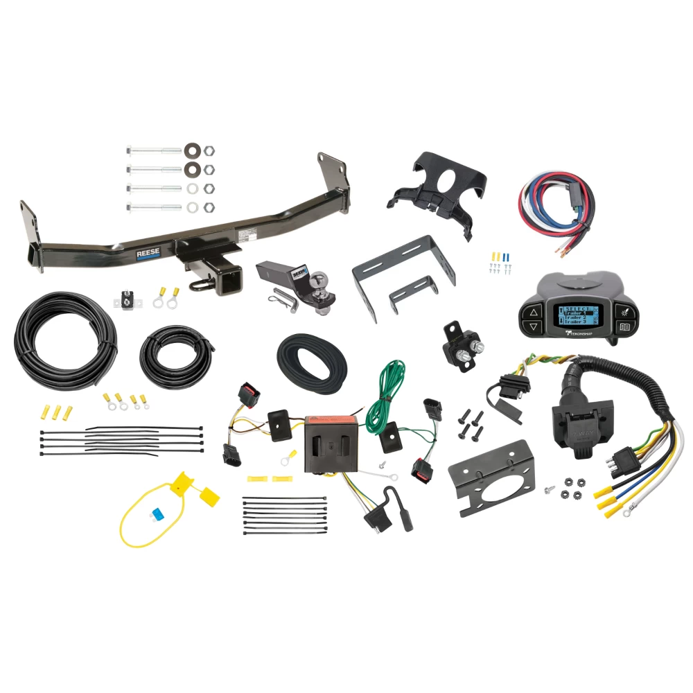 Trailer Hitch Tow Package Prodigy P3 Brake Control For 08-17 Jeep Patriot All Models w/ 7-Way RV Wiring 2" Drop Mount 2" Ball Class 3 2" Receiver Reese Tekonsha