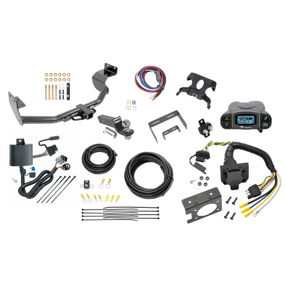 Trailer Hitch Tow Package Prodigy P3 Brake Control For 13-18 Hyundai Santa Fe Sport 14-15 KIA Sorento w/ 7-Way RV Wiring 2" Drop Mount 2" Ball Class 3 2" Receiver Reese Tekonsha