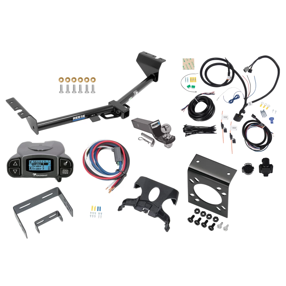 Trailer Hitch Tow Package Prodigy P3 Brake Control For 15-21 KIA Sedona All Models w/ 7-Way RV Wiring 2" Drop Mount 2" Ball Class 4 2" Receiver Reese Tekonsha