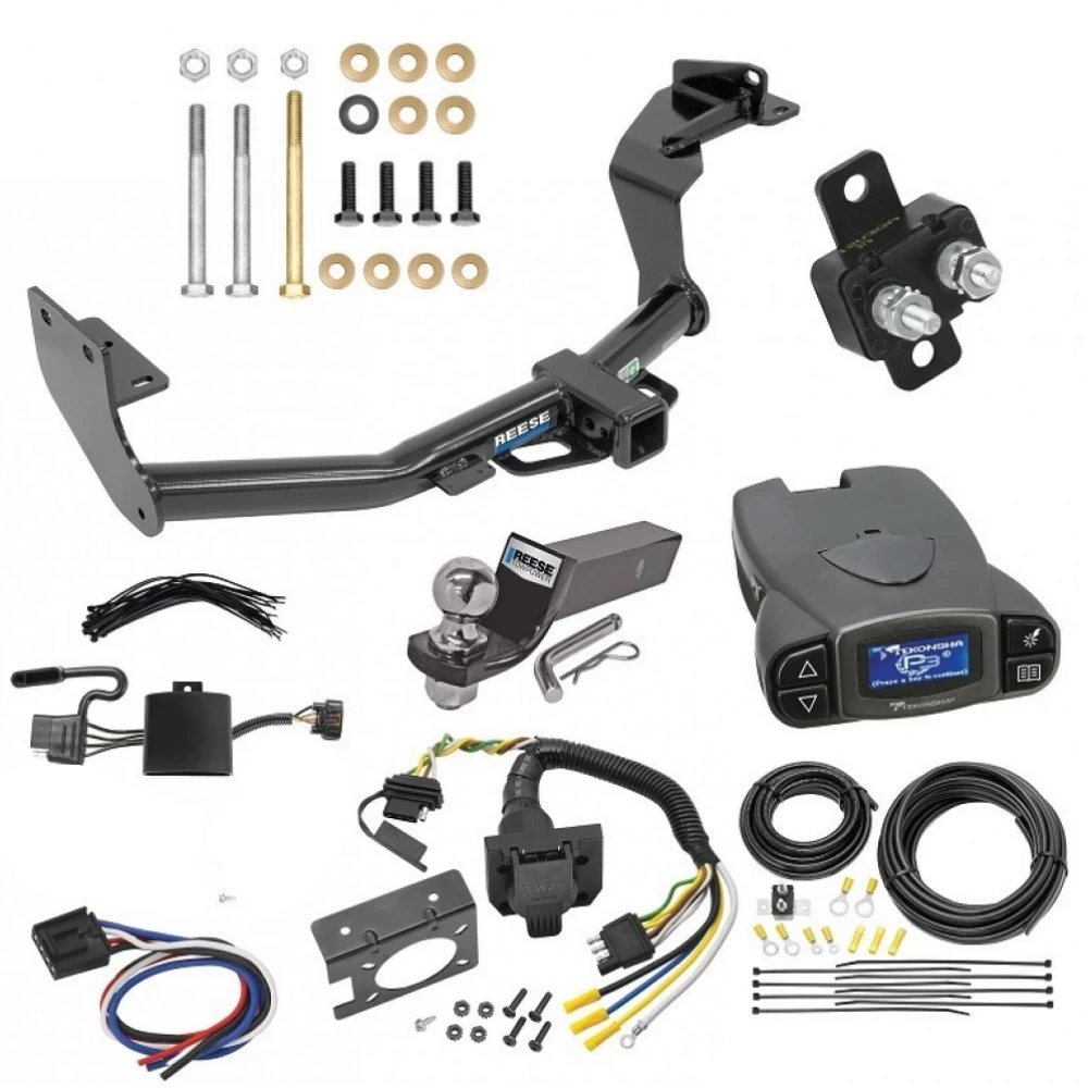 Trailer Hitch Tow Package Prodigy P3 Brake Control For 19-20 Hyundai Santa Fe (Except XL Models) w/ 7-Way RV Wiring 2" Drop Mount 2" Ball Class 3 2" Receiver Reese Tekonsha