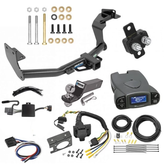 Trailer Hitch Tow Package Prodigy P3 Brake Control For 19-20 Hyundai Santa Fe (Except XL Models) w/ 7-Way RV Wiring 2" Drop Mount 2" Ball Class 3 2" Receiver Reese Tekonsha