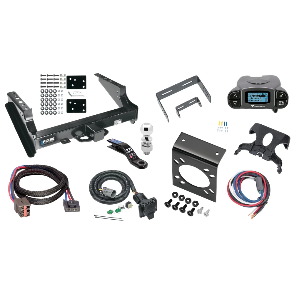 Class 5 18K Trailer Hitch Tow Package Prodigy P3 Brake Control For 99-16 Ford F-250 F-350 F-450 Super Duty Standard Bed & Bumper w/ 7-Way RV Wiring 2" Drop Mount 2" Ball Class 4 2" Receiver Reese Tekonsha