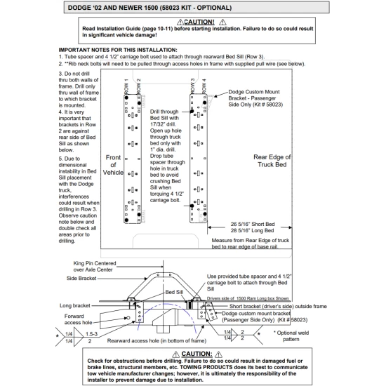 Adaptor Bracket 58023 (This kit is required if you have universal rails for example Reese part 30035) 58023 2002 2003 2004 2005 2006 2007 2008 02 03 04 05 06 07 08 Dodge Ram 1500 Reese Required Bracket Universal Rails 30035 Reese Adaptor Bracket 58023 Required for Install of Universal Base Rail Kit 30035 for 02-08 Dodge Ram 1500 03-10 Ram 2500 03-10 Ram 3500 11-12 RAM 2500 3500