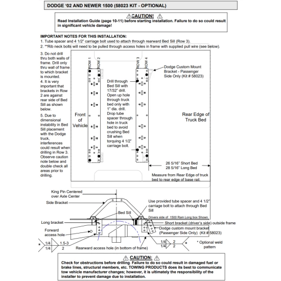Reese 25K Gooseneck Trailer Hitch w/ Rails For 2002-2008 Dodge Ram 1500 2003-2012 Ram 2500 3500 Base Rail Kit Brackets and Hardware Heavy Duty
