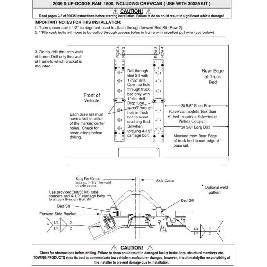 Reese 25K The Goose Gooseneck Trailer Hitch w/ Rails For 2009-2018 Dodge Ram 1500 2019-2024 Ram 1500 Classic Old Body Base Rail Kit Brackets and Hardware Heavy Duty
