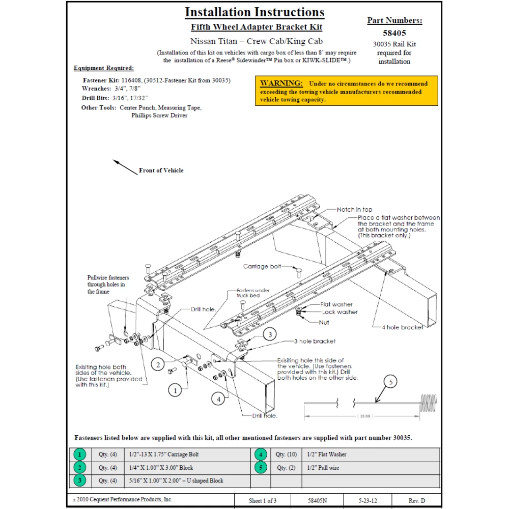 Reese M5 5th Wheel Hitch 20K Base Rail Kit Brakets and Hardware 4 Pins and 4 ClipsAdaptor Bracket 58405 30928 30035 58405 Reese Reese M5 20K Talon Jaw Fifth Wheel Trailer Hitch Rails 2004-2015 Nissan Titan Base Rail Kit 5th Wheel Brackets Hardware 04 05 Reese M5 20K Talon Jaw Fifth Wheel Trailer Hitch W/ Rails For 2004-2015 Nissan Titan Base Rail Kit 5th Wheel Brackets Hardware