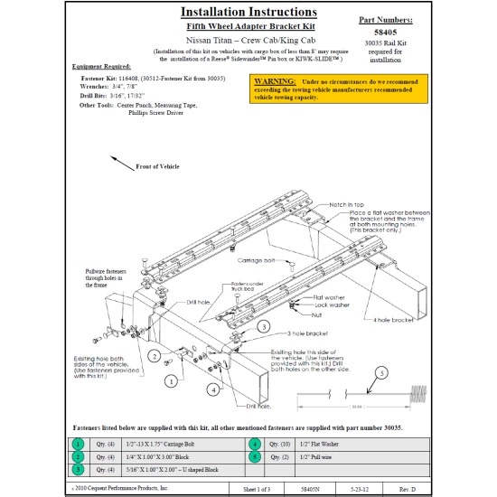 Reese M5 5th Wheel Hitch 20K Base Rail Kit Brakets and Hardware 4 Pins and 4 ClipsAdaptor Bracket 58405 30928 30035 58405 Reese Reese M5 20K Talon Jaw Fifth Wheel Trailer Hitch Rails 2004-2015 Nissan Titan Base Rail Kit 5th Wheel Brackets Hardware 04 05 Reese M5 20K Talon Jaw Fifth Wheel Trailer Hitch W/ Rails For 2004-2015 Nissan Titan Base Rail Kit 5th Wheel Brackets Hardware