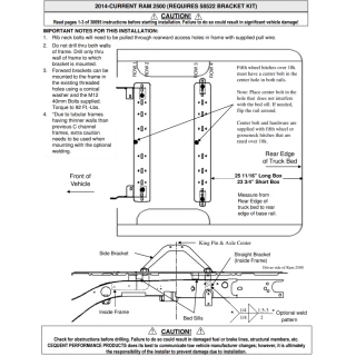 Reese Base Rail Kit w/ Custom Bracket For 2014-2025 Ram 3500 Above Bed Accepts all Industry Standard Gooseneck and Fifth Wheel Hitches