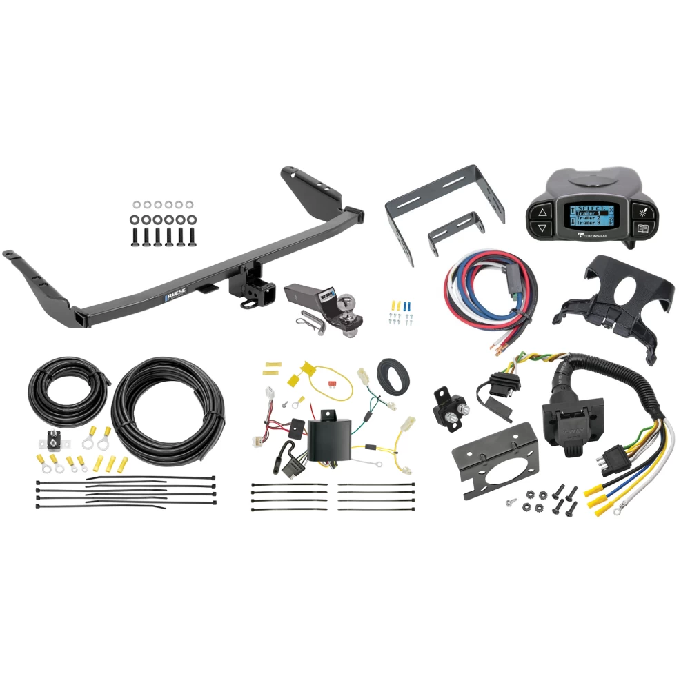 Trailer Hitch Tow Package Prodigy P3 Brake Control For 11-14 Toyota Sienna (15-20 SE ONLY) w/ 7-Way RV Wiring 2" Drop Mount 2" Ball Class 3 2" Receiver Reese Tekonsha