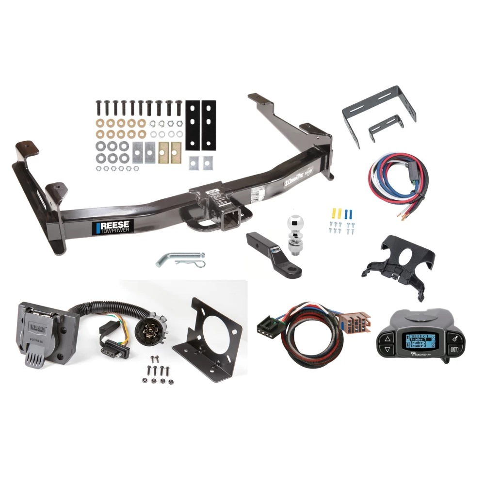 Class 5 13K Trailer Hitch Tow Package Prodigy P3 Brake Control For 03-07 Chevrolet Silverado GMC Sierra 2500 3500 w/ 7-Way RV Wiring 2-5/16" Ball 2" Drop Mount 2" Receiver Reese Tekonsha
