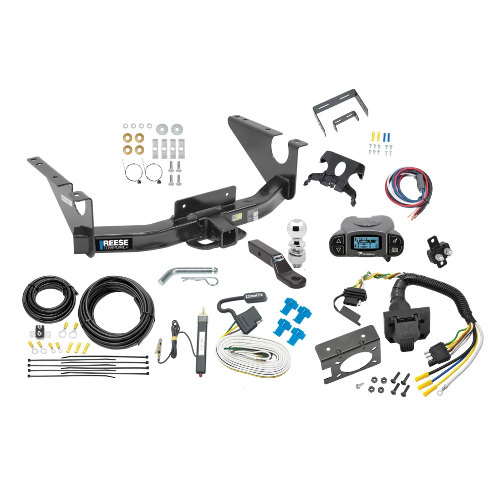 Class 5 11K Trailer Hitch Tow Package Prodigy P3 Brake Control For 11-18 RAM 09-10 Dodge Ram 1500 11-18 RAM 1500 19-24 Classic w/ 7-Way RV Wiring 2-5/16" Ball 2" Drop Mount 2" Receiver Reese Tekonsha